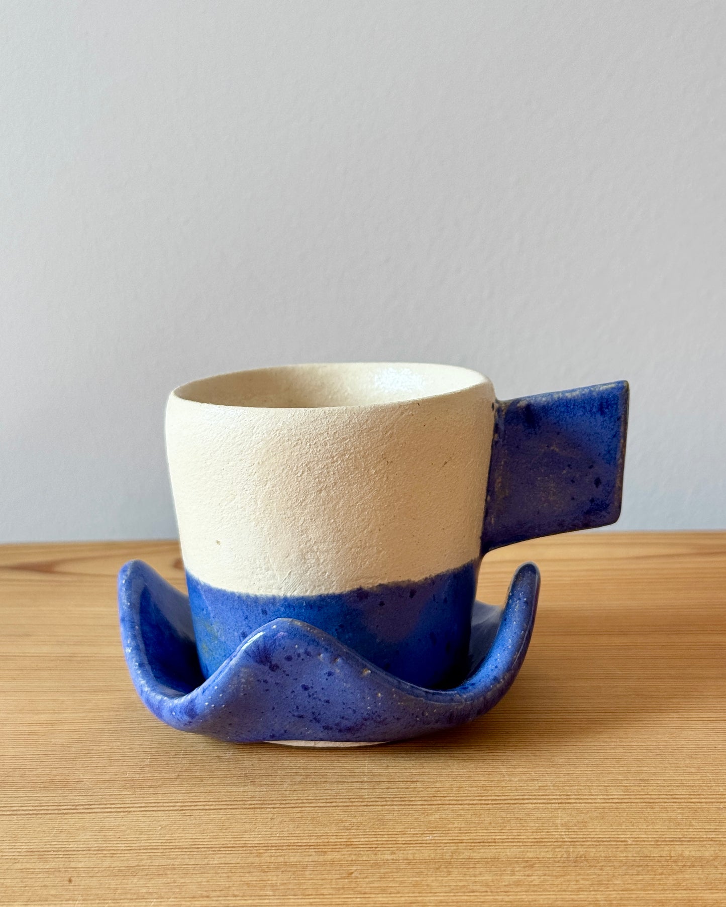 French Studio Pottery Post-Modern Ceramic Teacup Set