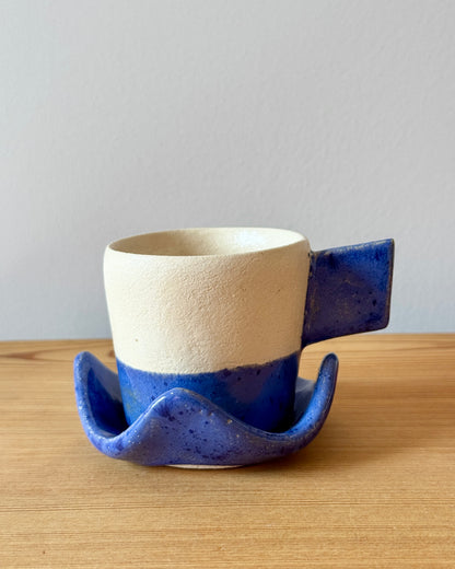 French Studio Pottery Post-Modern Ceramic Teacup Set