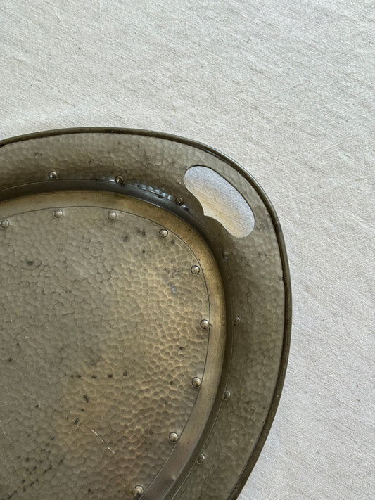 English Arts & Crafts Hammered Pewter Tray