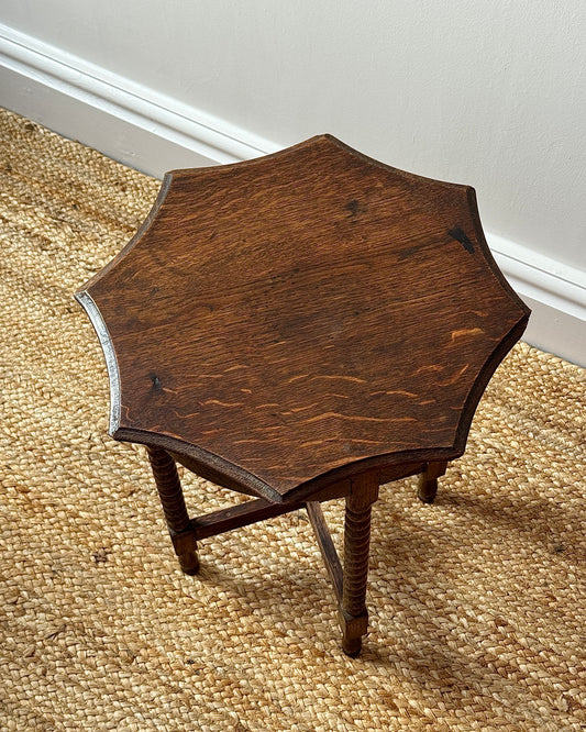 Early 20th-Century Belgian Oak Bobbin Side Table