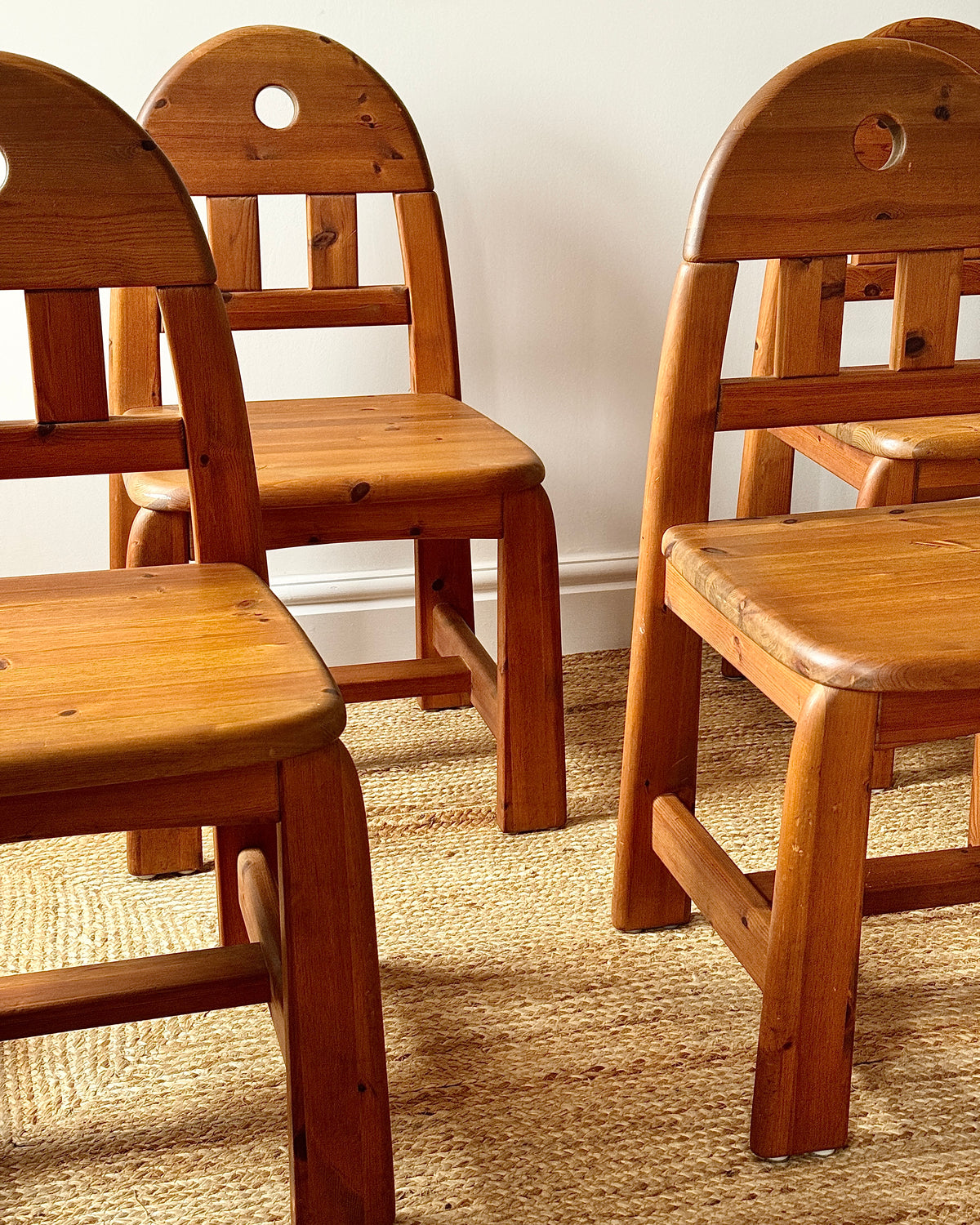 Set of 6 Pine Dining Chairs by Wasa Möbel Including Two Carvers, 1980s