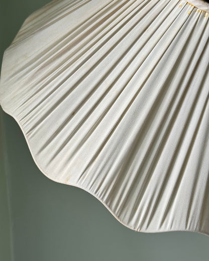 Vintage Swedish Floor Lamp with Original Silk Shade, 1950s