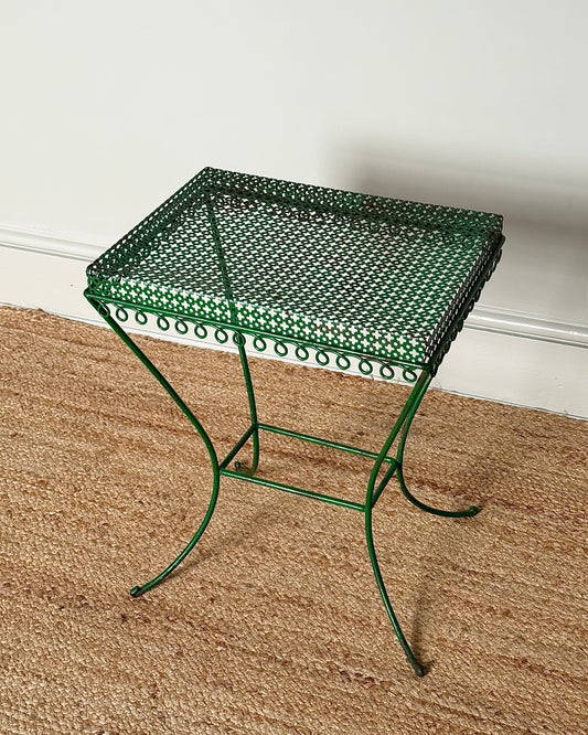 Mid-Century French Perforated Iron Side Table in the style of Mathieu Matégot