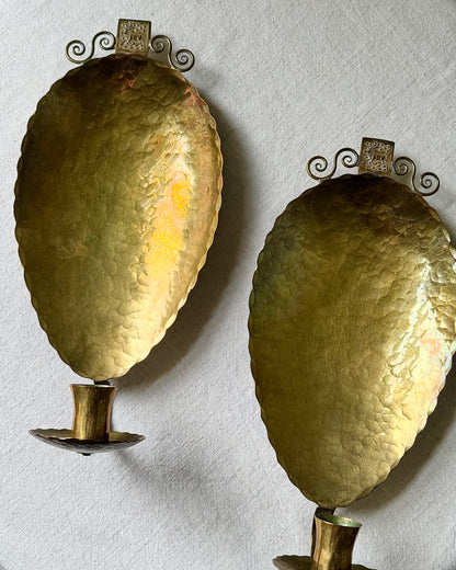 Pair of Brass Swedish Candle Sconces
