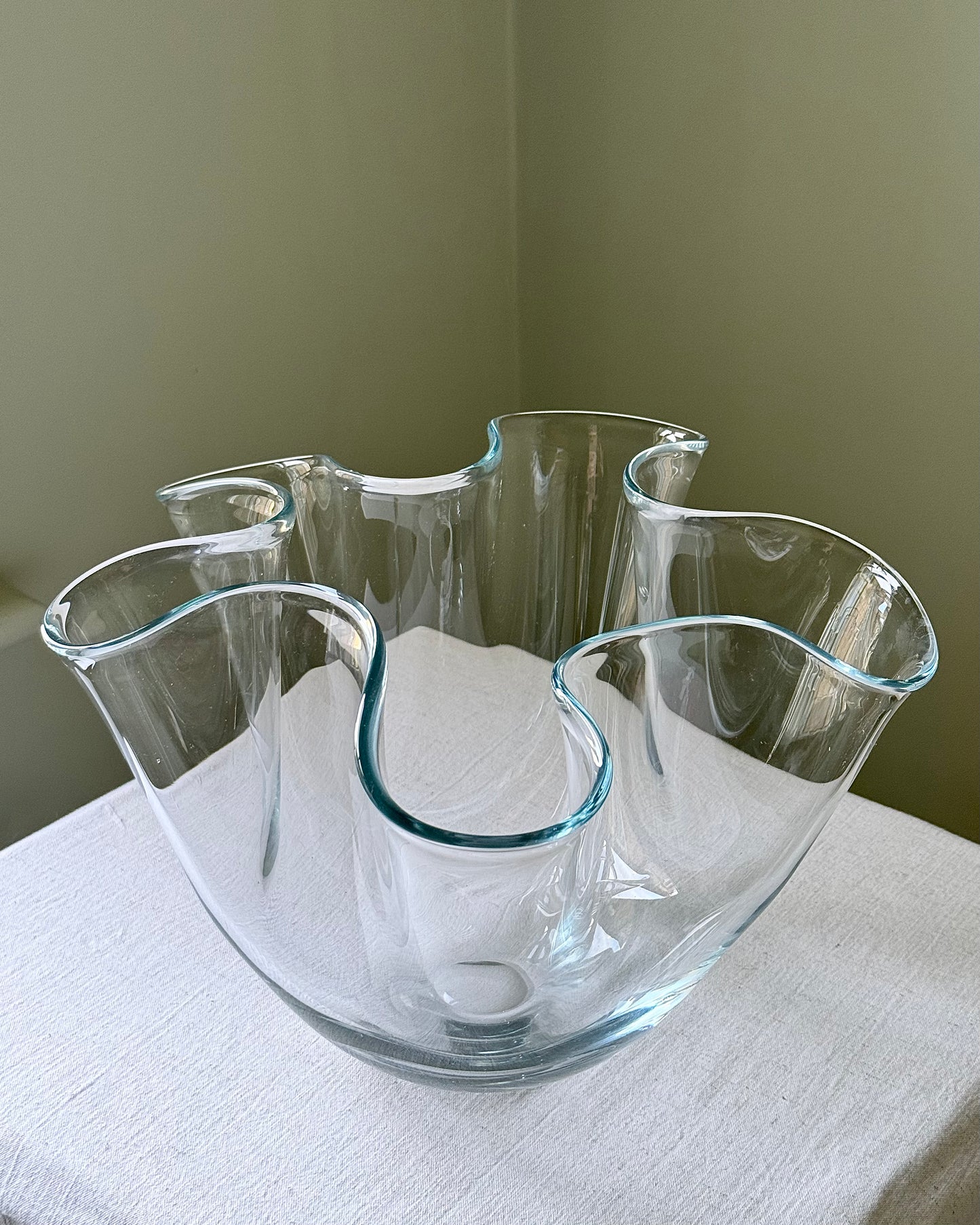 Mid-Century Scandinavian Hand-Blown Glass Hankerchief Vase, attributed to Holmegaard