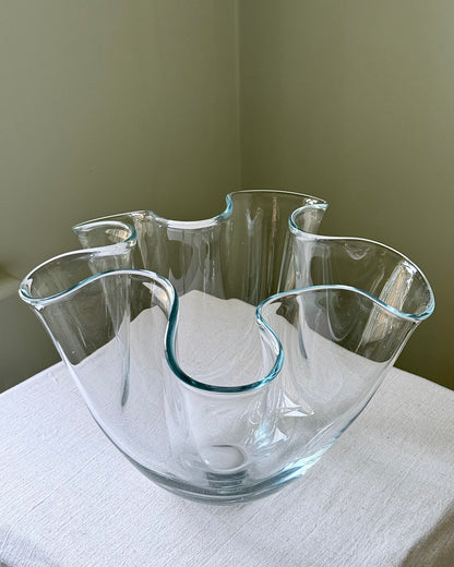 Mid-Century Scandinavian Hand-Blown Glass Hankerchief Vase, attributed to Holmegaard
