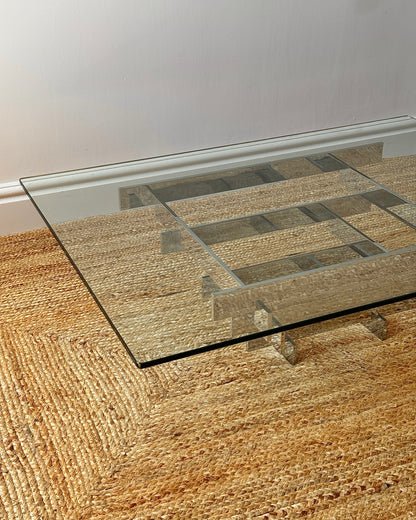 Glass and Chrome Stacked Coffee Table, Attributed to David Hicks c.1969