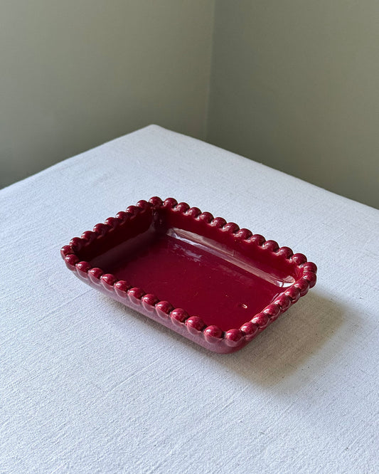 Mid-Century Vallauris Red Beaded Catch-all, 1950