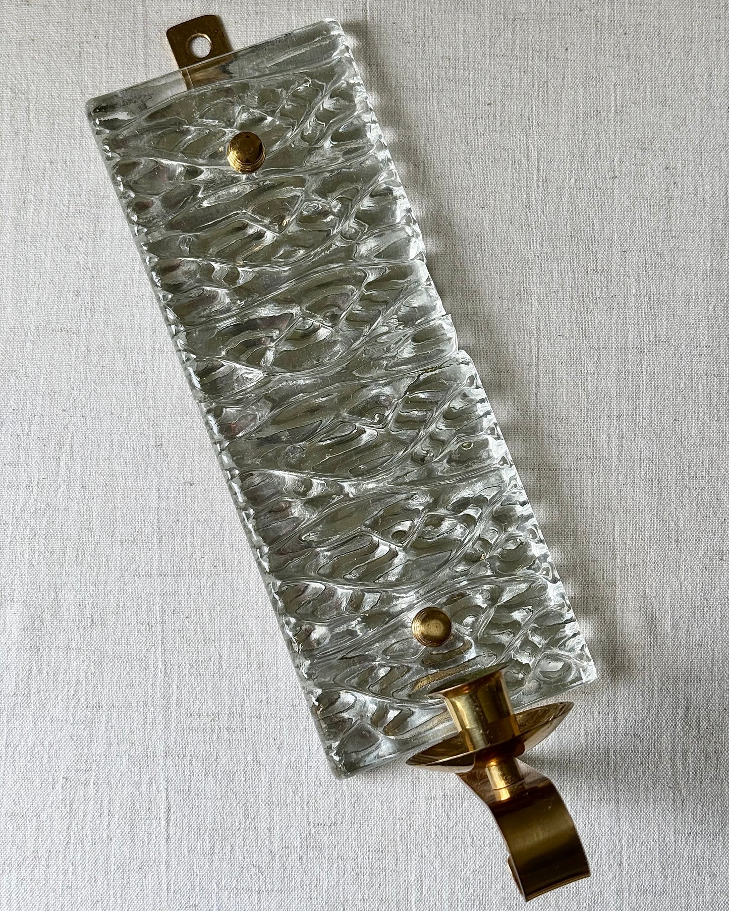 Pair of Swedish Mid-Century Glass and Brass Wall Sconces by Malmö Metallvarufabrik AB