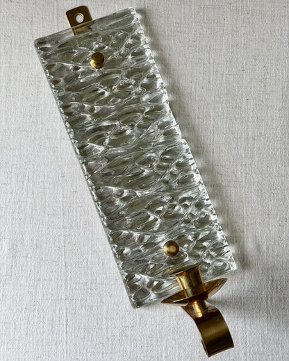 Pair of Swedish Mid-Century Glass and Brass Wall Sconces by Malmö Metallvarufabrik AB