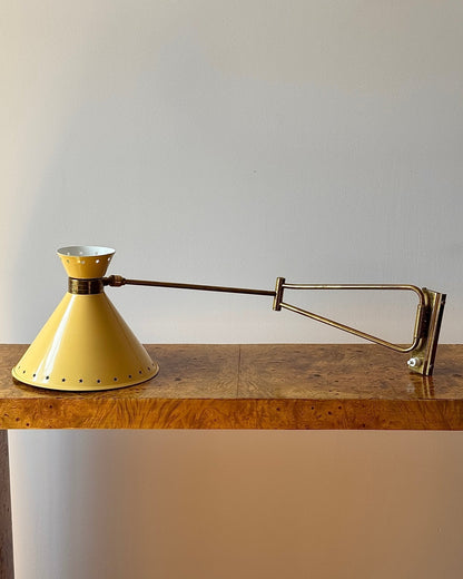 René Mathieu for Lunel Yellow Diabolo Wall Lamp - Club Sourced