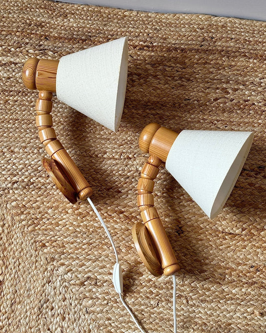 Pair of Swedish Pine Wall Lights by Solbackens Svarveri - Club Sourced