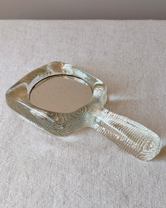 Mid-Century Pukeberg Swedish Glass Hand Mirror