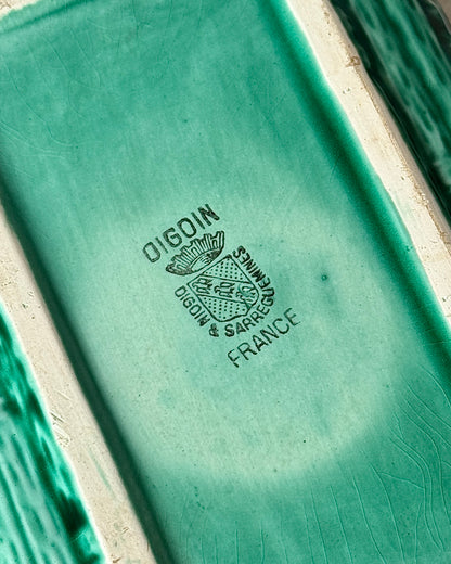 Digoin & Sarreguemines Green Basketweave Lidded Box