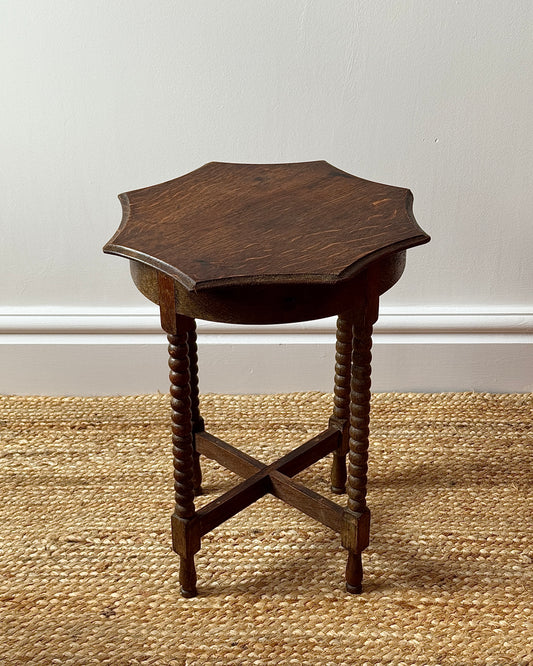 Early 20th-Century Belgian Oak Bobbin Side Table