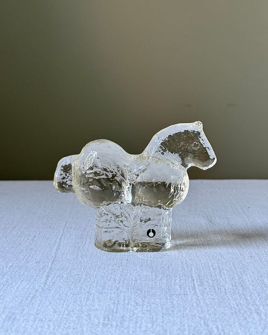 Mid-Century Swedish Glass Horse by Pukeberg