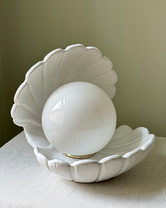 1970’s Italian Ceramic Shell Lamp with Glass Globe