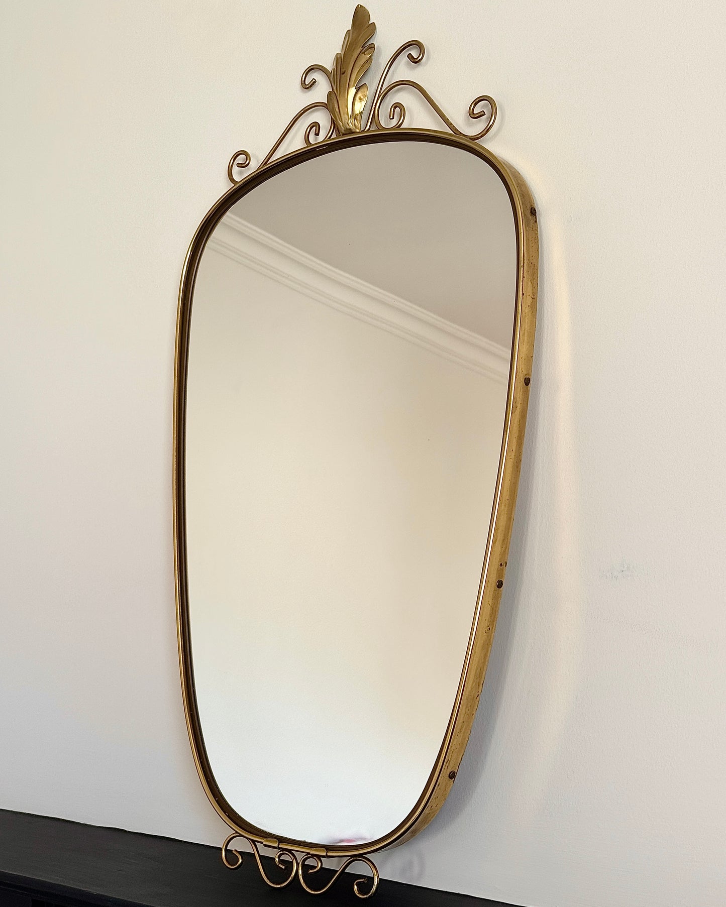 Belgian Brass Shield Crest Mirror