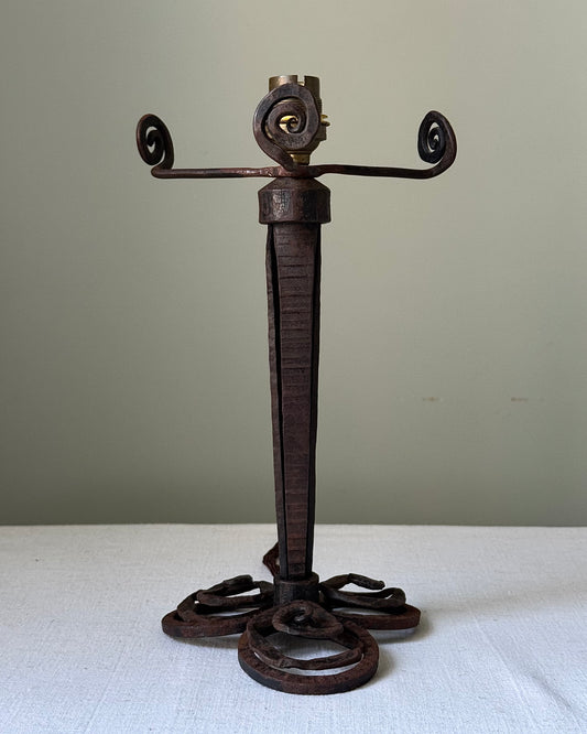 Art Deco French Iron Scroll Table Lamp