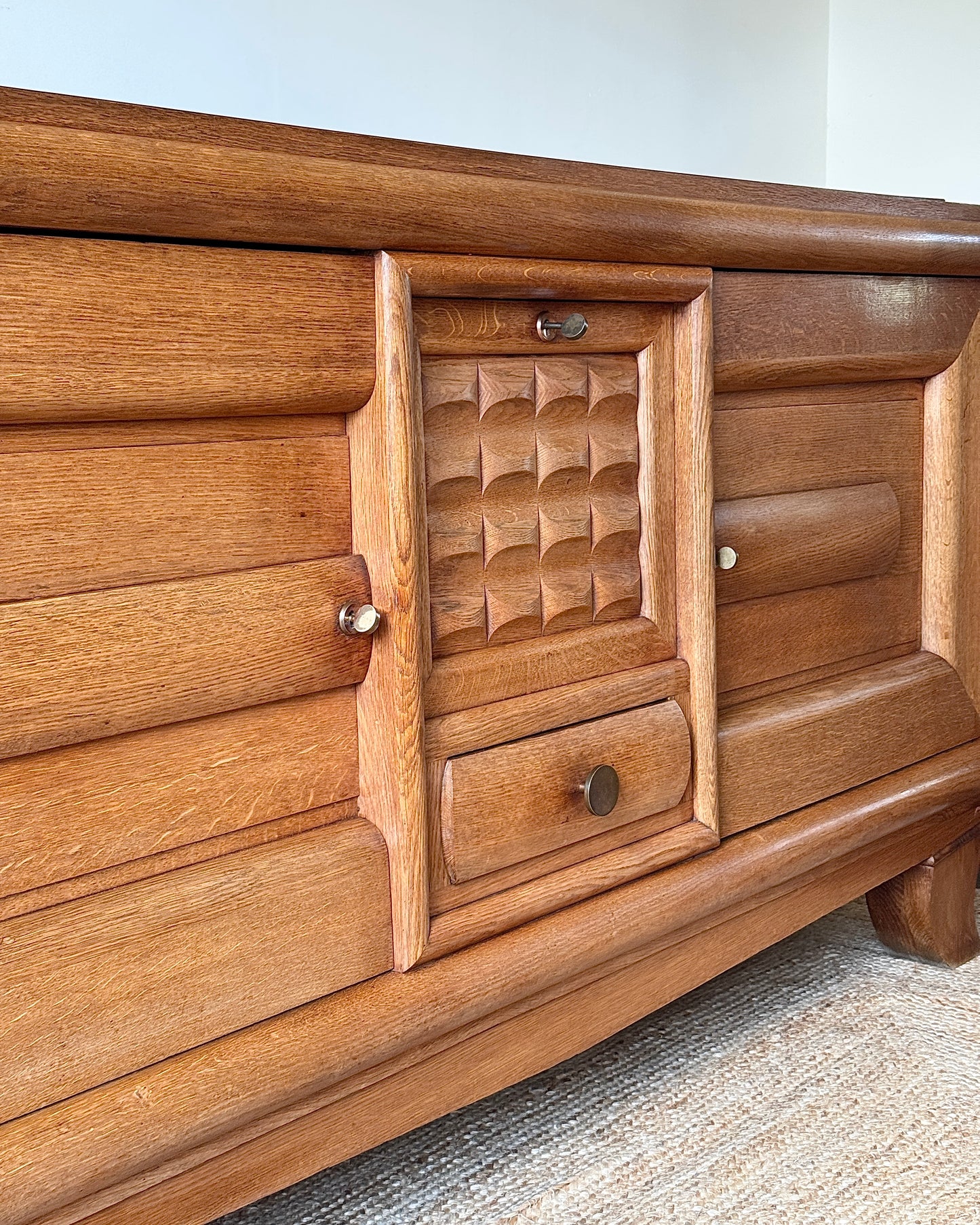 Large French Oak Sideboard in the Manner of Charles Dudouyt, c.1940s