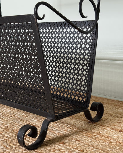 French Wrought Iron Magazine Rack, in the style of Mathieu Mategot