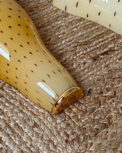 Large Yellow Murano Tapered Sconces with Red Flecks by Toso & Massari for Leucos