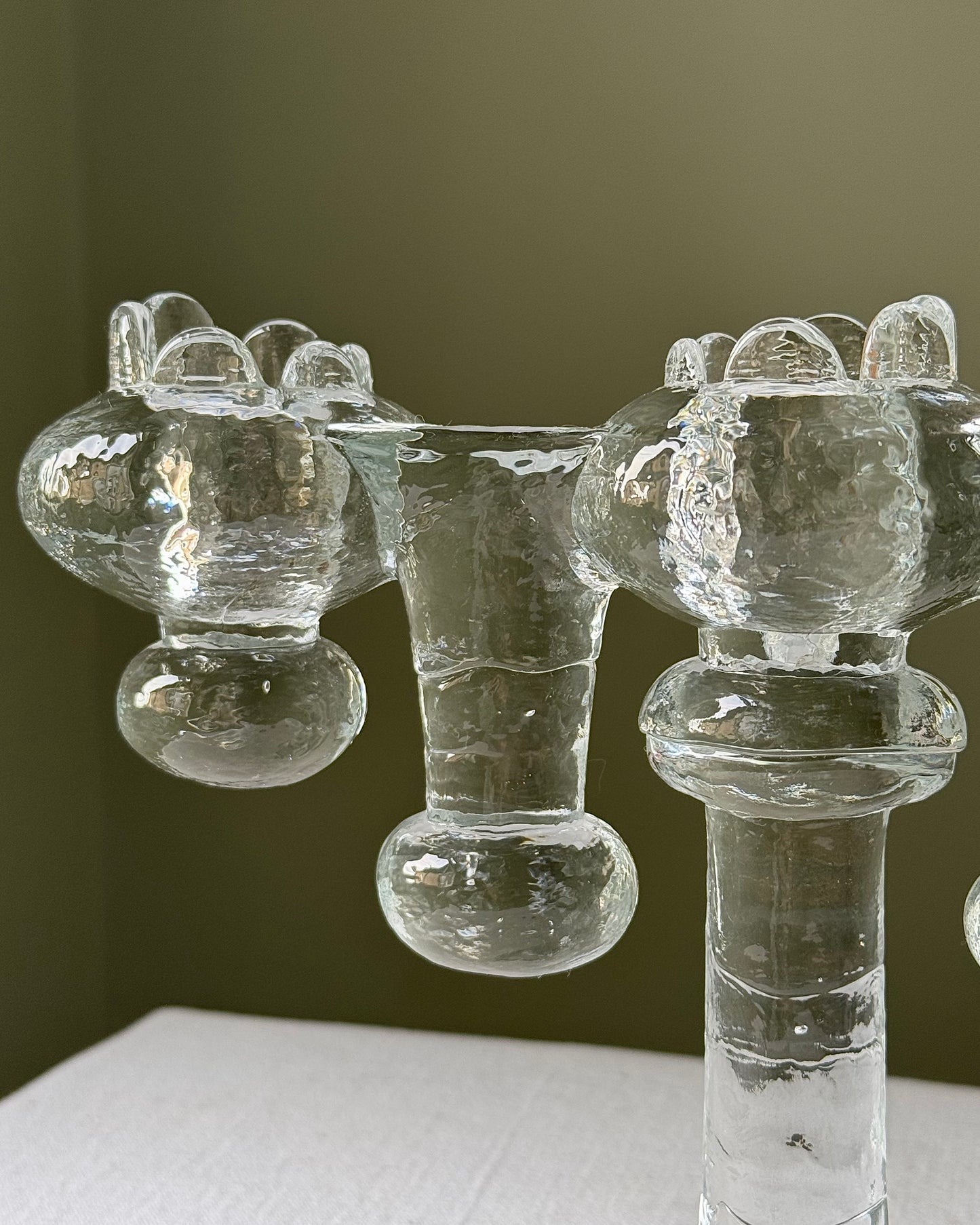 Swedish Glass Candelabra by Pukeberg Glasbruk