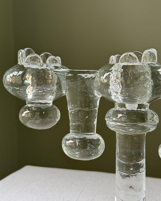 Swedish Glass Candelabra by Pukeberg Glasbruk