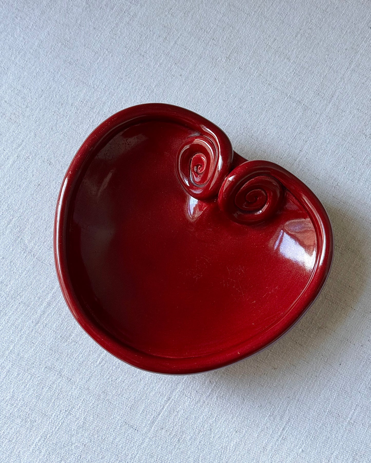 Mid-Century Vallauris Red Heart Coiled Dish
