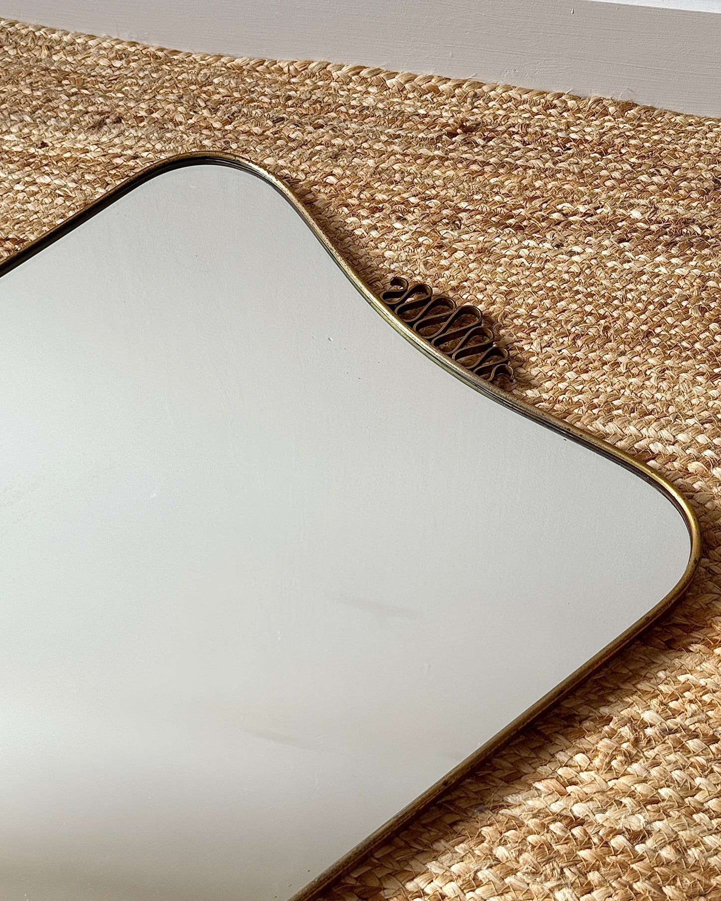 Italian Brass Sheild Mirror and Console, Attributed to Gio Ponti, c.1950s