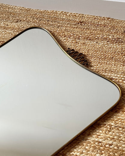 Italian Brass Sheild Mirror and Console, Attributed to Gio Ponti, c.1950s