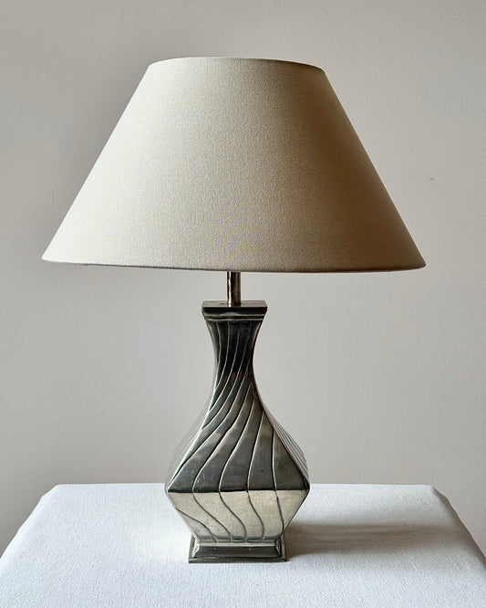 Twisted Pewter Table Lamp, signed De Campos