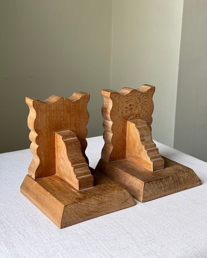 Pair of French Carved Wood Bookends