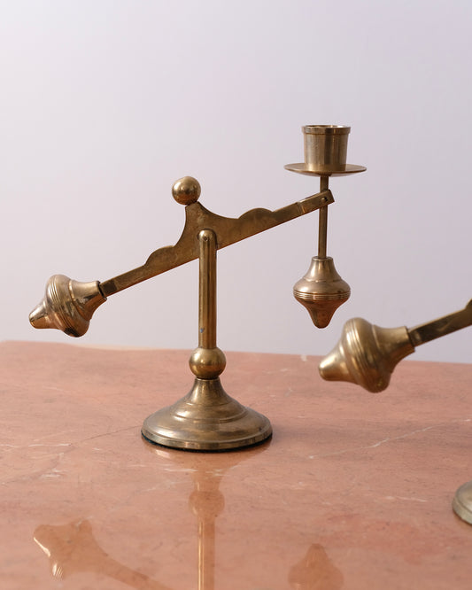 Swedish Brass Counterbalance Candle Holders - Sold individually