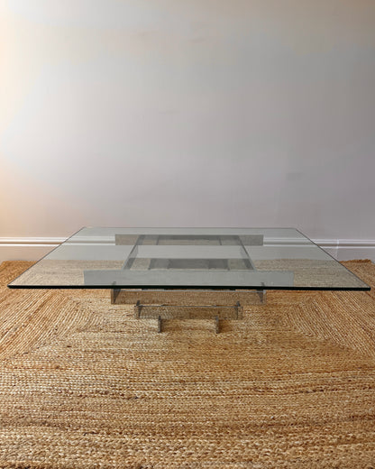 Glass and Chrome Stacked Coffee Table, Attributed to David Hicks c.1969