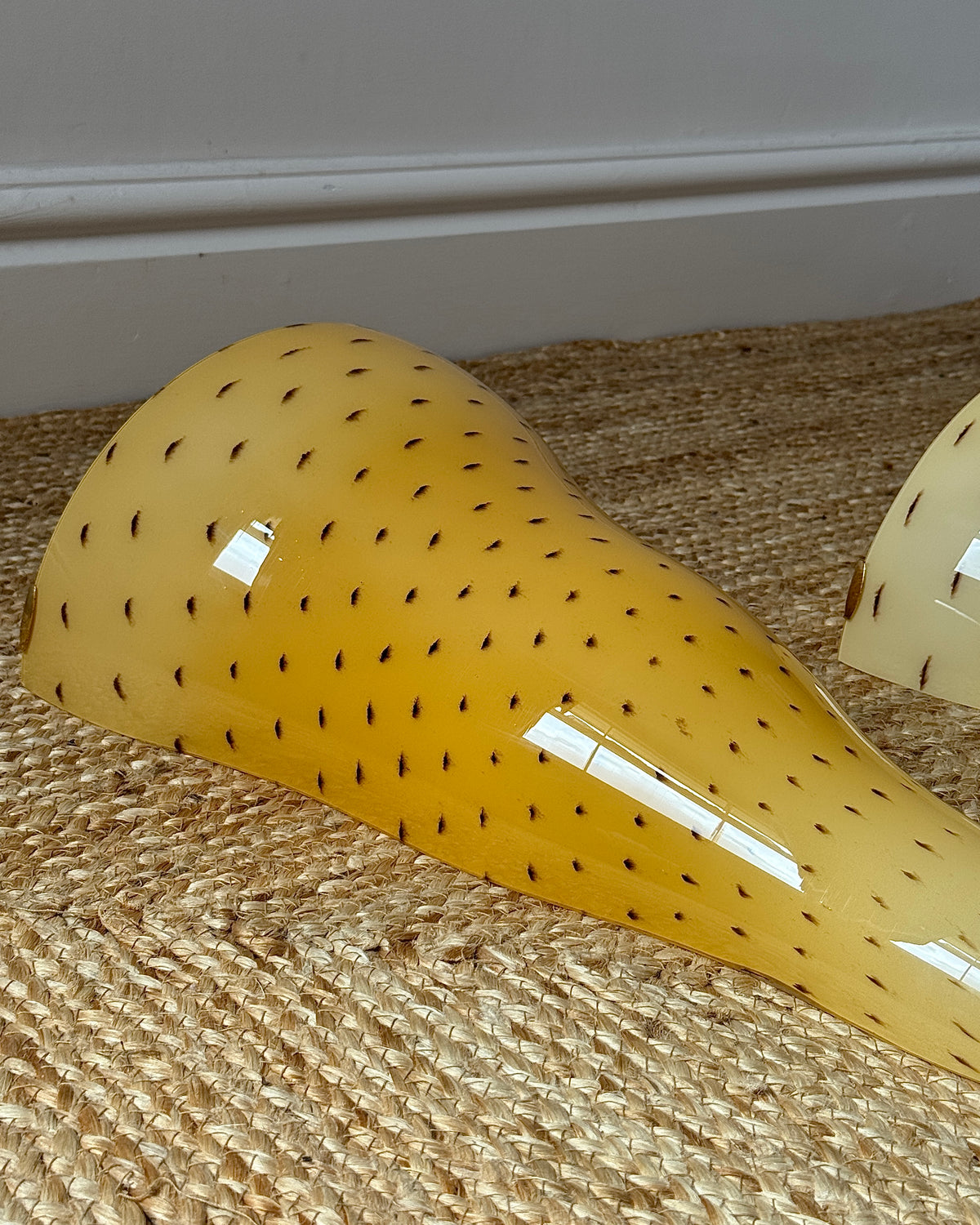 Large Yellow Murano Tapered Sconces with Red Flecks by Toso & Massari for Leucos
