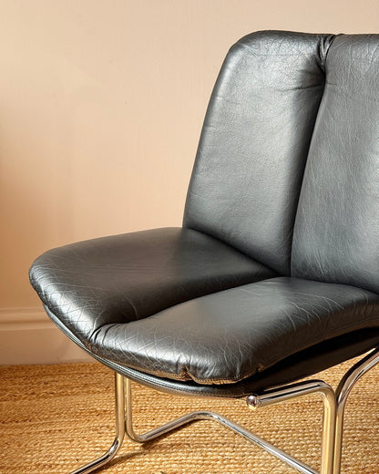 Set of Four Chrome and Leather Dining Chairs, Attributed to Tim Bates for Pieff 1970s