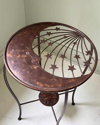 French Mid-century Atelier Celestial Wrought Iron Side Table