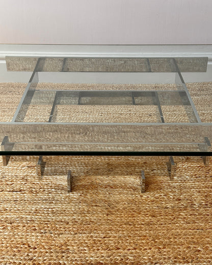 Glass and Chrome Stacked Coffee Table, Attributed to David Hicks c.1969