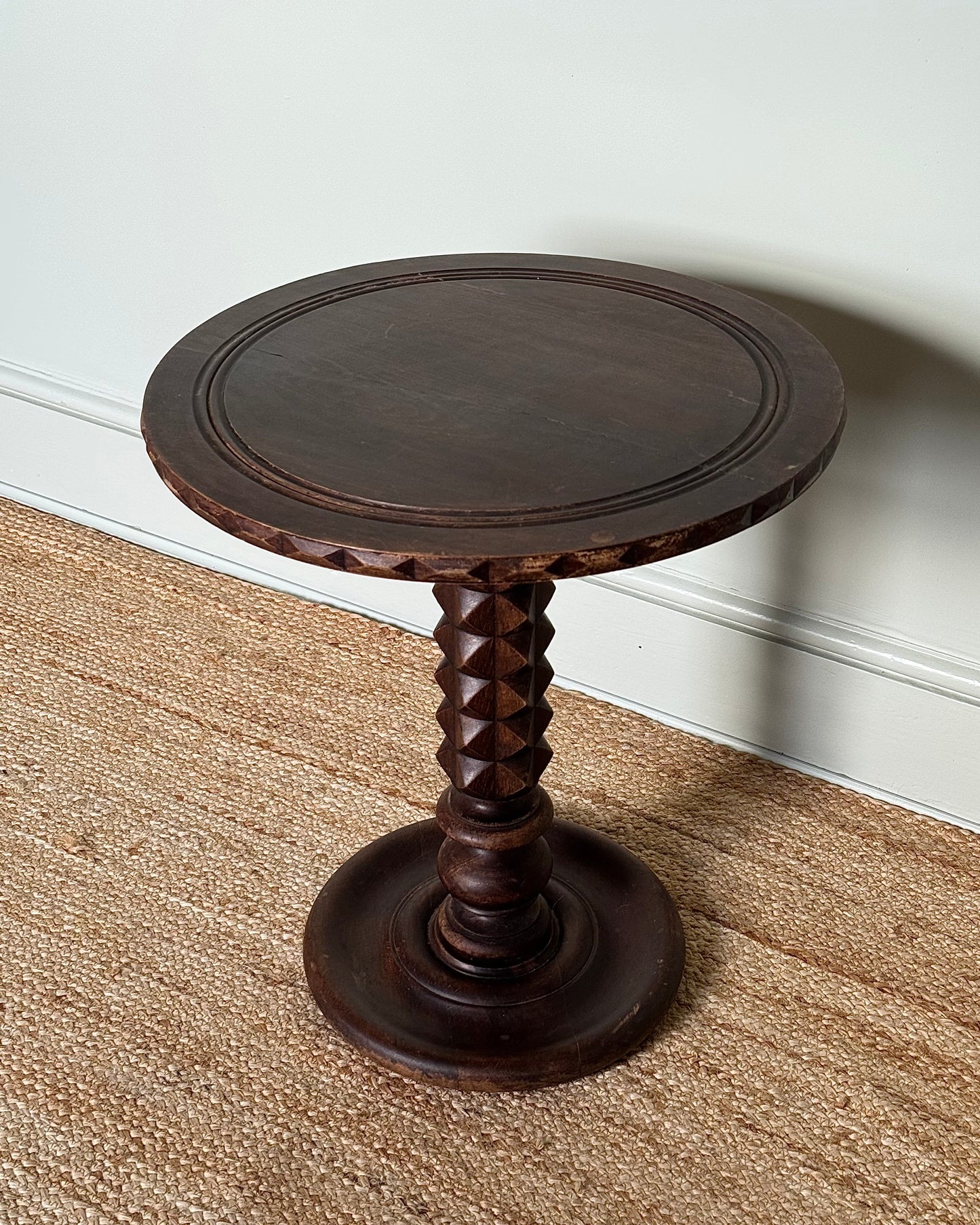 French Carved Oak Pedestal Table in the manner of Charles Dudouyt