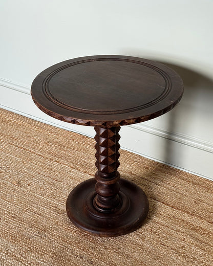 French Carved Oak Pedestal Table in the manner of Charles Dudouyt