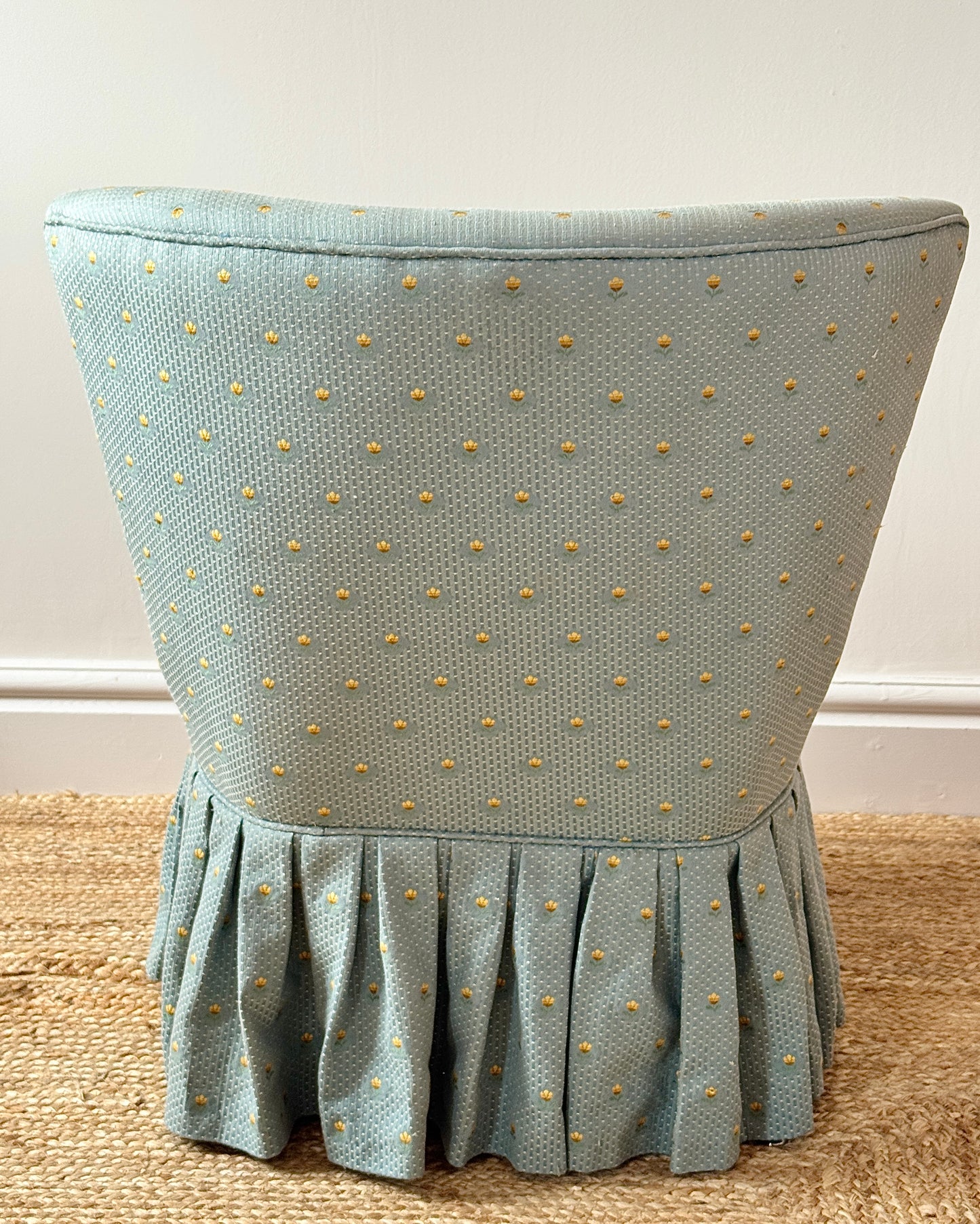 French Mid-Century Slipper Chair with Embroidered Tulip Jacquard Upholstery