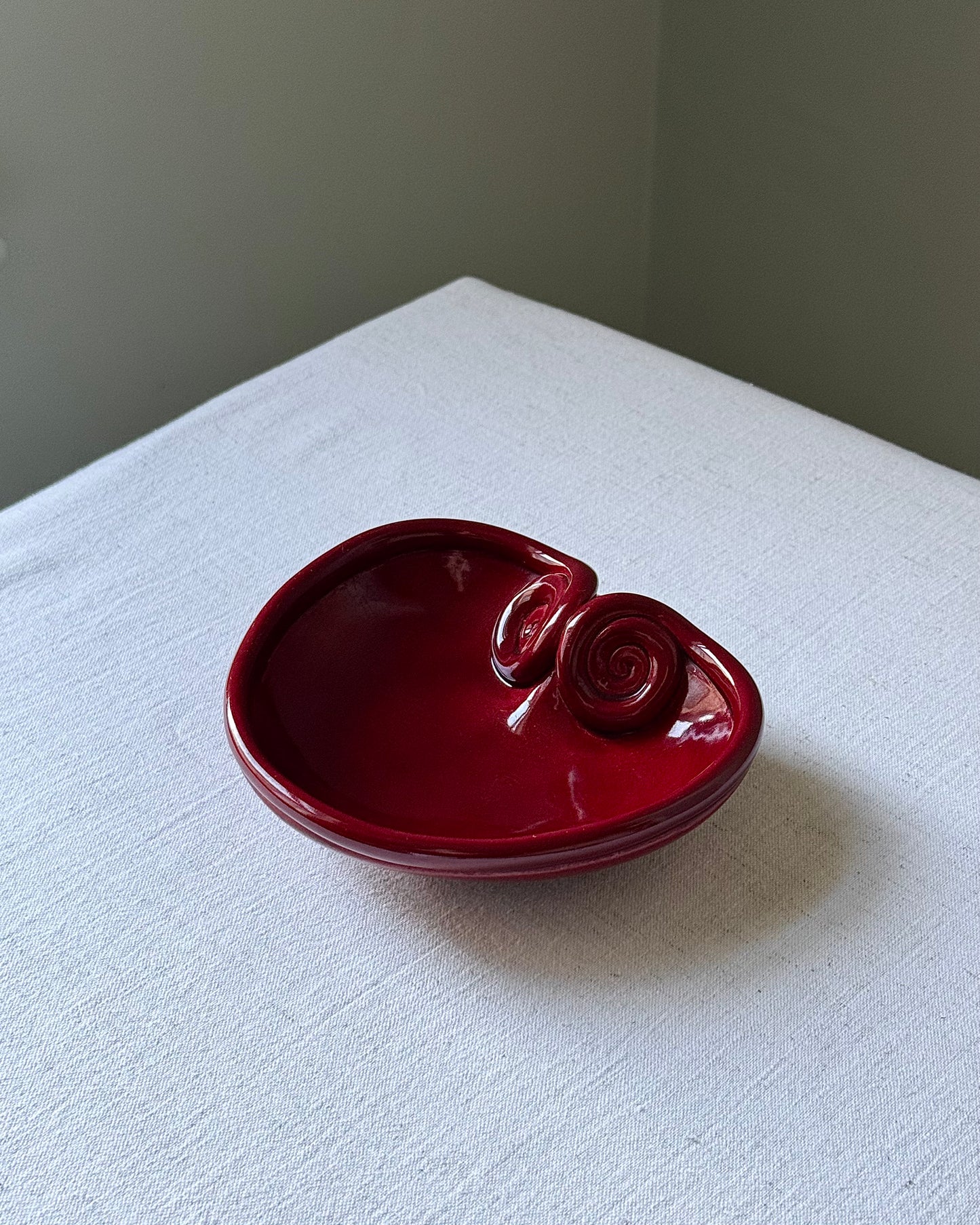 Mid-Century Vallauris Red Heart Coiled Dish