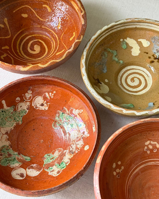 Mid-century Hand-Painted Puglian Terracotta Bowls