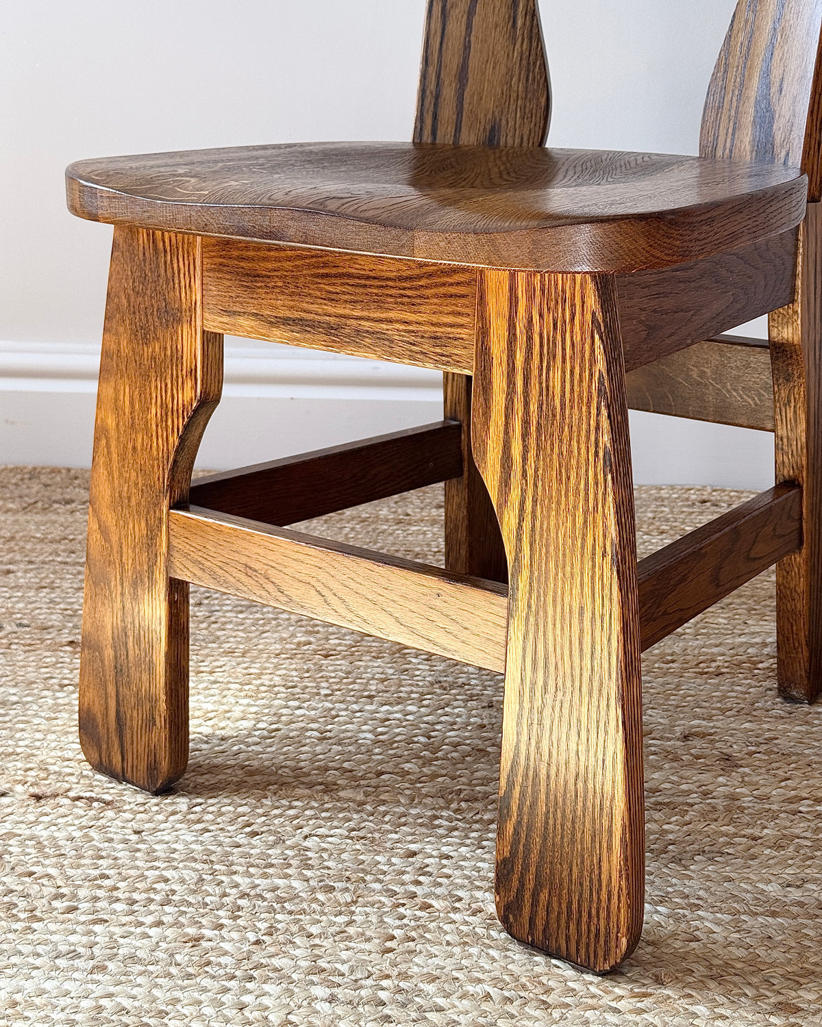 Set of 6 Belgian Oak Dining Chairs, c.1970