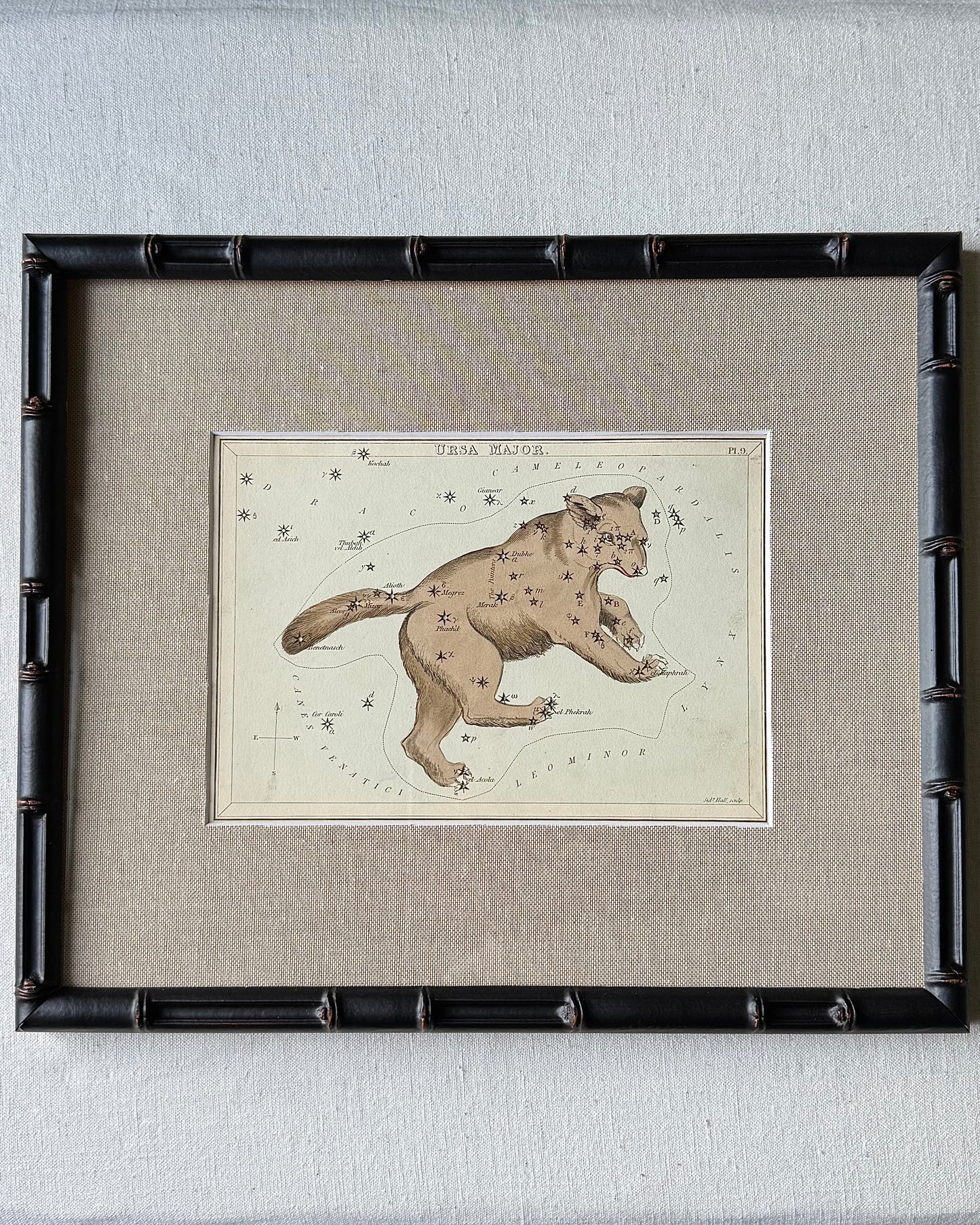 Antique Hand-Painted Constellation Print ‘Urania’s Mirror’ by Sidney Hall c. 1825