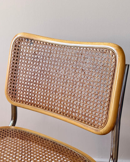 Italian Cantilever Chrome & Cane Chair in the Style of Marcel Breuer