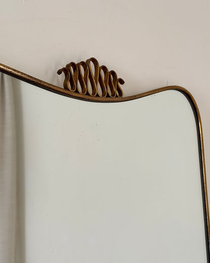 Italian Brass Sheild Mirror and Console, Attributed to Gio Ponti, c.1950s