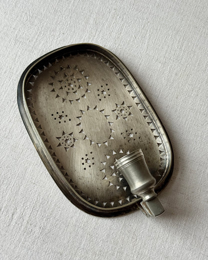 Swedish Pewter Perforated Candle Sconce