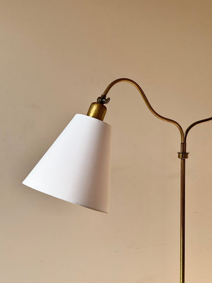 Swedish Brass Two Arm Floor Lamp - Club Sourced